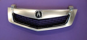 Fits ACURA TSX 09-10 Front  Grille All Silver w/ Silver MOULDING TRIM w/ Emblem - Picture 1 of 2