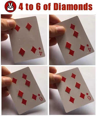 4 TO 6 OF DIAMOND CHANGE MOVING PLAYING CARD PIP MAGIC TRICK GIMMICK SEE VIDEO - Image 1 of 4