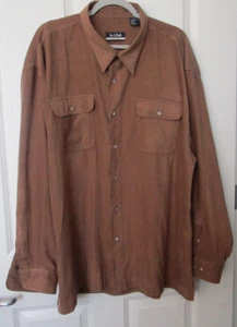 Jos A Bank Brown Faux Suede Men's Shirt Washable Long Sleeve Shirt - Size 2XL - Picture 1 of 3
