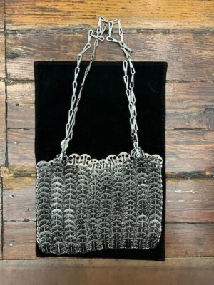 PACO RABANNE 1969 Silver Chainmail Metal Shoulder Bag w/Open Top  - Image 1 of 4