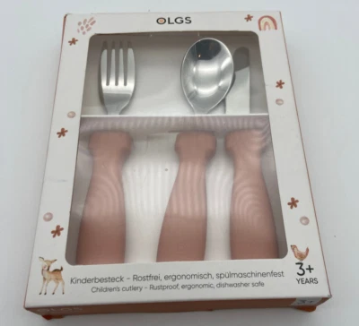 OLGS Kinderbesteck Edelstahl Silikon 3-teilig, Kinder Besteckset Geschenk Muted - Bild 1 von 4