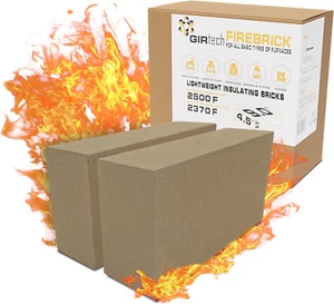 Fire Bricks Firebrick High Temperature Insulated Firebricks - 2500F Pack of 2 - - Picture 1 of 12