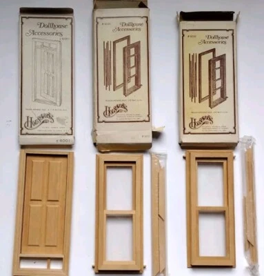 Dollhouse Houseworks #5031 Traditional Working Windows (2) And Door (1) #6001 - Image 1 of 4