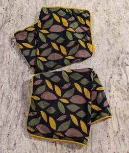 Two Pillow EURO Sham IKEA BEATA LEAF 24 X 24 Leaves Yellow Green Brown Black EUC - Picture 1 of 11