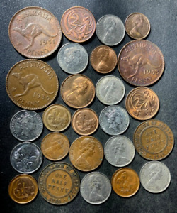 Old Australia Coin Lot - 1934-PRESENT - 25 Excellent Coins - Lot #S25