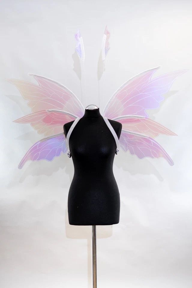 Light Pink Fairy Wings Costume Adult Butterfly Cosplay Iridescent Halloween - Image 1 of 4