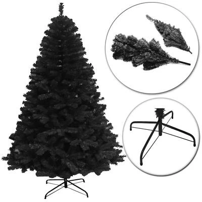 Black Christmas Tree Halloween Bushy Pine Outdoor Xmas Home Decoration 4FT-12FT - Image 1 of 4