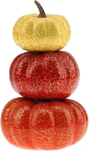 Artificial Lifelike Fall Season Harvest Pumpkins Faux Rustic Realistic 3 Layers - Picture 1 of 6