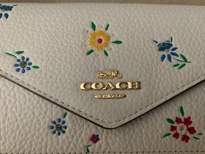 Wild Meadow Print COACH Slim Envelope Wallet Crossbody Stem Floral Wildflower - Image 1 of 4