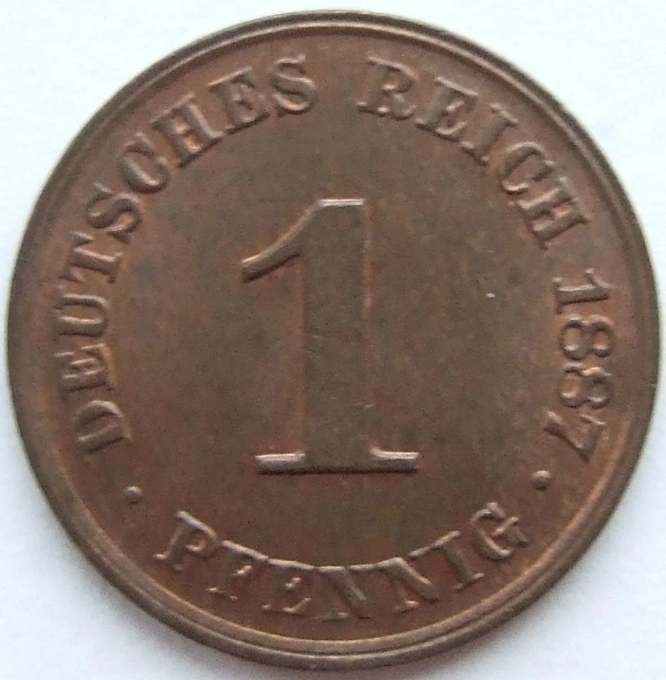 Coin German Empire Empire 1 Pfennig 1887 J in Uncirculated - Image 1 of 2
