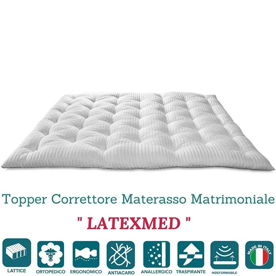 Correttore Materasso in Lattice Alto 7 cm, Topper Letto, Coprimaterasso Imbottit - Immagine 1 di 1