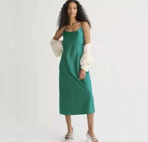 J.Crew Gwyneth Schlupfkleid Damen Gr. 4 Sommer grün Cupro Satin Spaghettiträger* - Bild 1 von 24