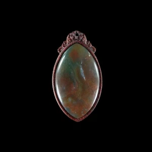 Carved WOOD FRAMED Moss Agate Bead HA308034 - Picture 1 of 4