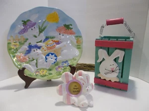 Easter Bunny Decorations - Cute Wooden Box, Bunny Plate, Sm Bunny Picture Frame - Picture 1 of 7