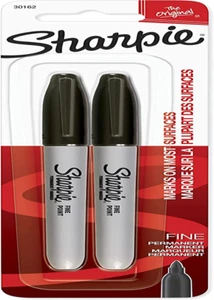 Permanent Markers, Fine Point, Black (Pack of 2) - Picture 1 of 12
