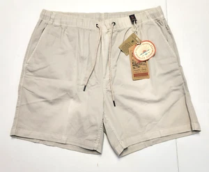 $105 New FAHERTY Essential Drawstring Shorts Men LARGE L Birch Beige 6.5" Inseam - Picture 1 of 7