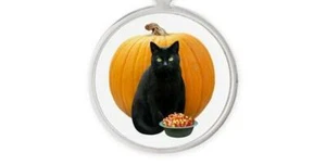 BLACK CAT PUMPKIN HALLOWEEN  Pendant Charm Sterling Silver 18" necklace women  - Picture 1 of 9