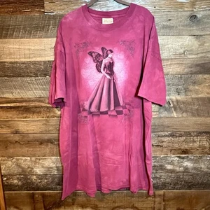 The Mountain Vintage Fairy Graphic Cotton T-shirt Leather Tag Pink Size 3XL USA - Picture 1 of 10