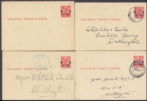 NEW ZEALAND 1932 ½d on 1d KGV ADMIRAL POSTAL STATIONERY CARDS (x4) (ID030/D65967 - Picture 1 of 1