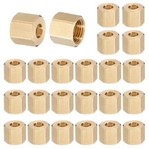 1/4" Brass Compression Nut, 25Pcs Brass Compression Fitting Plumbing System @ - Foto 1 di 6