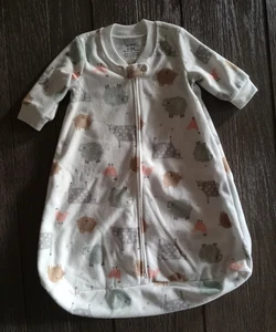 Carter's 0-3 month Long Sleeve Fleece Zippered Animal Print Sleep Sack Sleeper - Picture 1 of 10