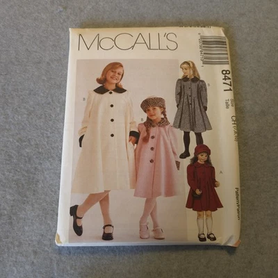McCall’s 8471 Girls Coat Pattern Size 8-10 UNCUT Vintage Style Outerwear - Image 1 of 4