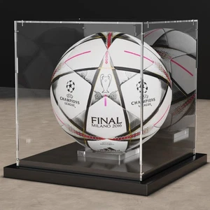 Vetrina palloni da calcio in acrilico trasparente con retro a specchio e... - Foto 1 di 7