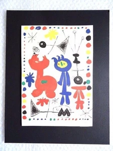 aRT ABSTRACT SIGNED MIRO MATTED ARTWORK PRINT PRIMARY COLORS UNFRAMED neocurio - Picture 1 of 7
