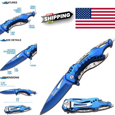 Folding Knife 3.75 Inch Half Serrated Blade with Titanium Coating and Pocket - Image 1 of 4