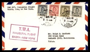 MayfairStamps Iraq 1948 Basra to New York NY TWA First Flight Cover aas_88691 - Picture 1 of 2