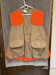 Vintage Raerviks Waterproof Hunting Vest Jacket Orange Camo Pockets Size Large - Picture 1 of 12