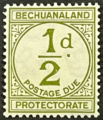 Bechuanalandia, franqueo debido, 1/2 penique, Scott J 4, como nuevo con bisagras ligeras, muy fino Foto 1 de 2