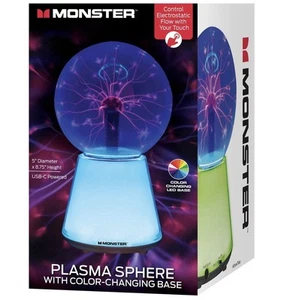 Monster Plasma Sphere With Touch-Controlled Color-Changing Base, NEW! - Picture 1 of 10