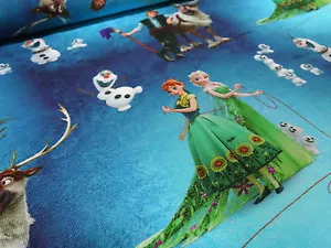 Stoffrest 23x145cm Baumwolle Jersey Disney Frozen Anna Elsa Olaf blau Kinderstof - Bild 1 von 4