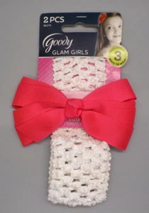 Goody Glam Girls 2 Piece Set - Headband & Salon Bow Clip Pink/White **NEW** - Picture 1 of 3