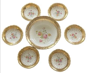 VTG Homer Laughlin Vogue 22K Gold Floral Bowls Set of 6 Small 5" MCM USA - Picture 1 of 13