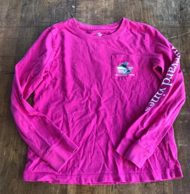 Vineyard Vines T-Shirt Long Sleeve Pink Youth Elf Small 7-8 100% Cotton Girls - Image 1 of 4