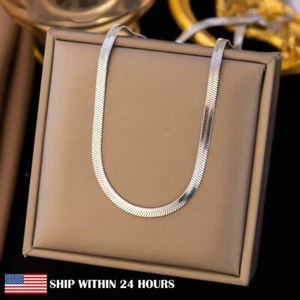 Silver Plated Men Women Jewelry Snake Chain 18- 24 Inch Necklace Women Gift USA - Picture 1 of 12