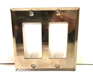 Wall Plate / Light Switch Plate Rocker Toggle Cover / Stainless Steel 2 Gang - Picture 1 of 2