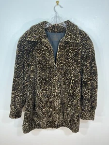 Sheared MINK fur jacket black tan gold zipper Women 2XL Extra Large coat leopard - Picture 1 of 5