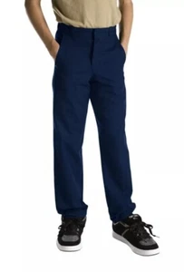 Pantalones de uniforme escolar Dickies para niños, 16 ajustados, azul caqui, frente plisado con botón - Imagen 1 de 6