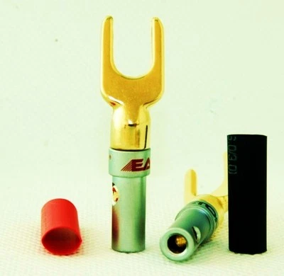 8 High Quality Speaker Banana Spade Plugs Audio Adapter 24K Gold E0515F USA - Image 1 of 2