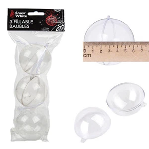 Rellenable Plástico Transparente Navidad Árbol Bolas con Colgante Cinta - 3 Pack - Imagen 1 de 2
