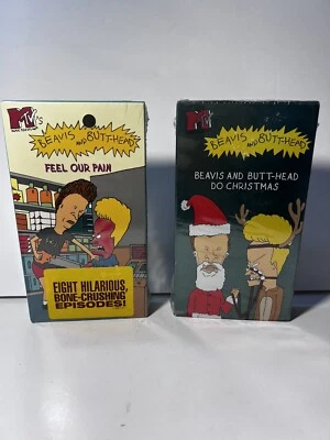 1996 Beavis and Butt-Head Do Christmas & Feel Our Pain VHS NEW Sealed MTV - Image 1 of 4