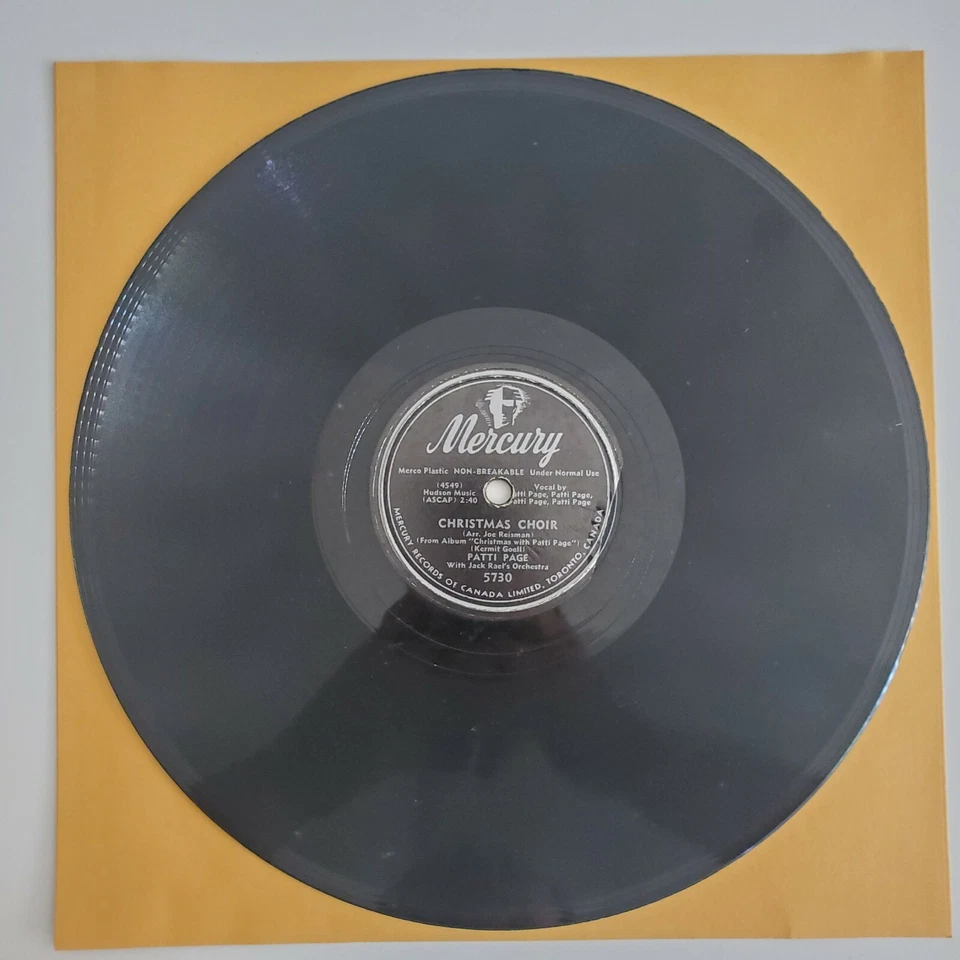 IMPORT Patti Page Christmas Choir/Jingle Bells 10" 78 RPM MERCURY 5730 Canada Foto 1 de 3