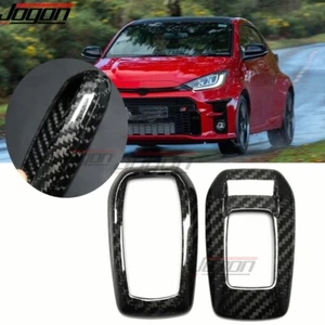Real Carbon Key Cap Covers Shell Fob For Toyota Yaris S L GR Hatchback 2020 2021 - Picture 1 of 10