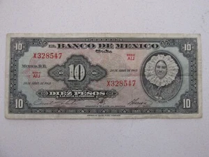 1963 Bank of Mexico 10 Peso Circulated Note....Series AIJ (X328547) - Picture 1 of 2