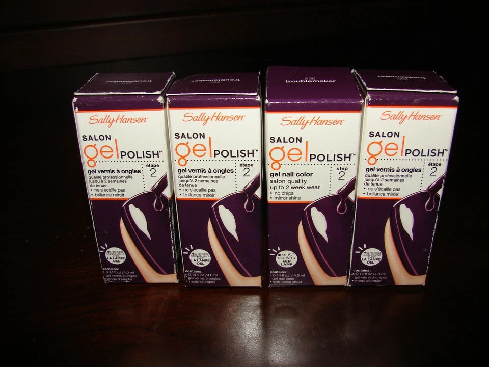 4 Esmalte de uñas en gel Sally Hansen Salon paso 2 colores en caja 250 alborotador púrpura Foto 1 de 1