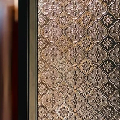 Película adhesiva retro de vidrio para ventana con textura floral decoración de privacidad para baño 1 pieza Foto 1 de 4