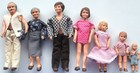 Family Of 7 Vintage Rubber Doll House Human Figures Bendable Poseable Toys Dolls